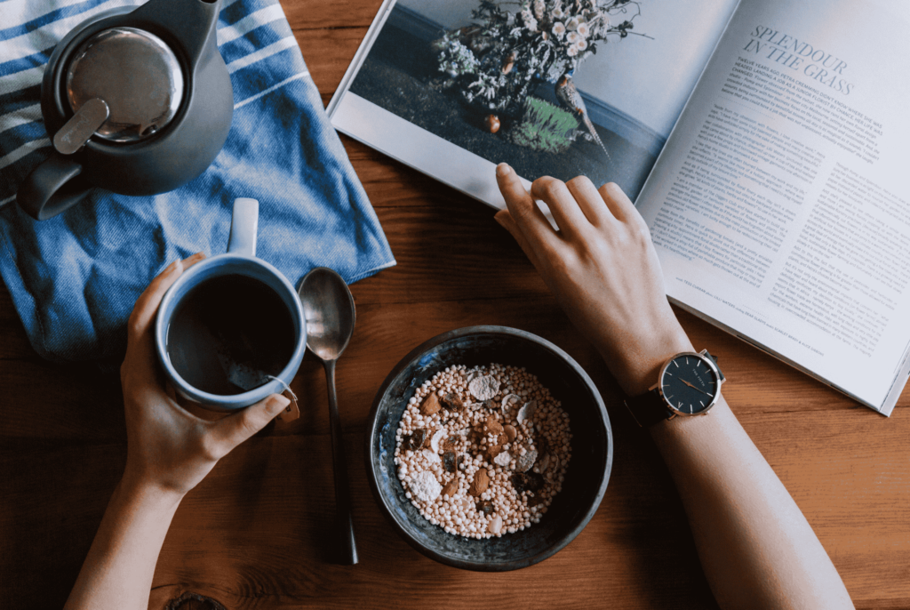 top down view of a bowl of high-fibre cereal which is a top nutrient for perimenopause