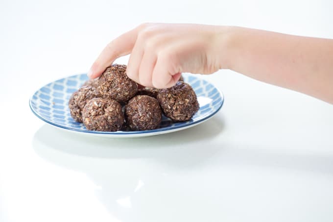 close up of energy bites on a plate
