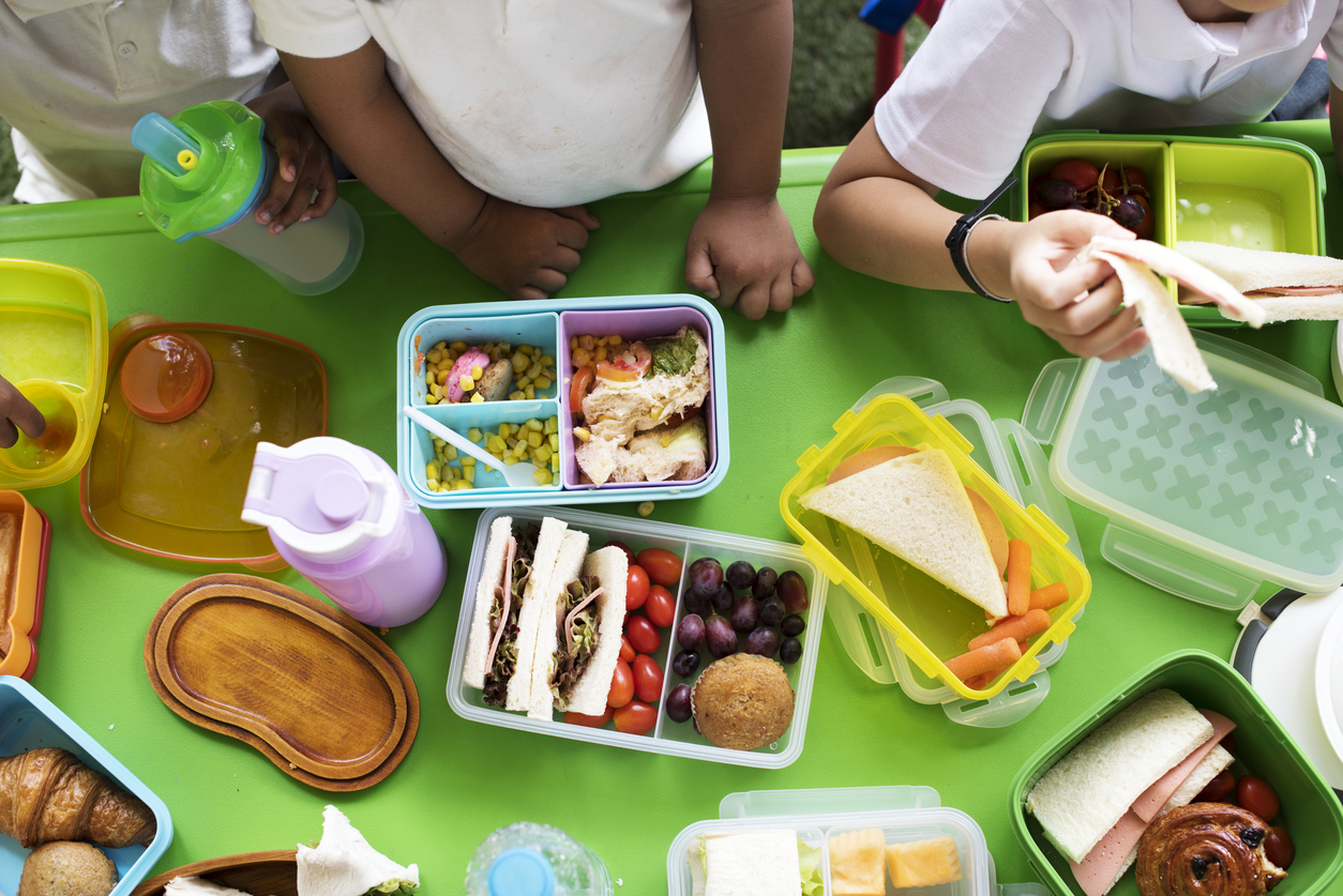 school lunch ideas for kids with ADHD on a table in elementary school