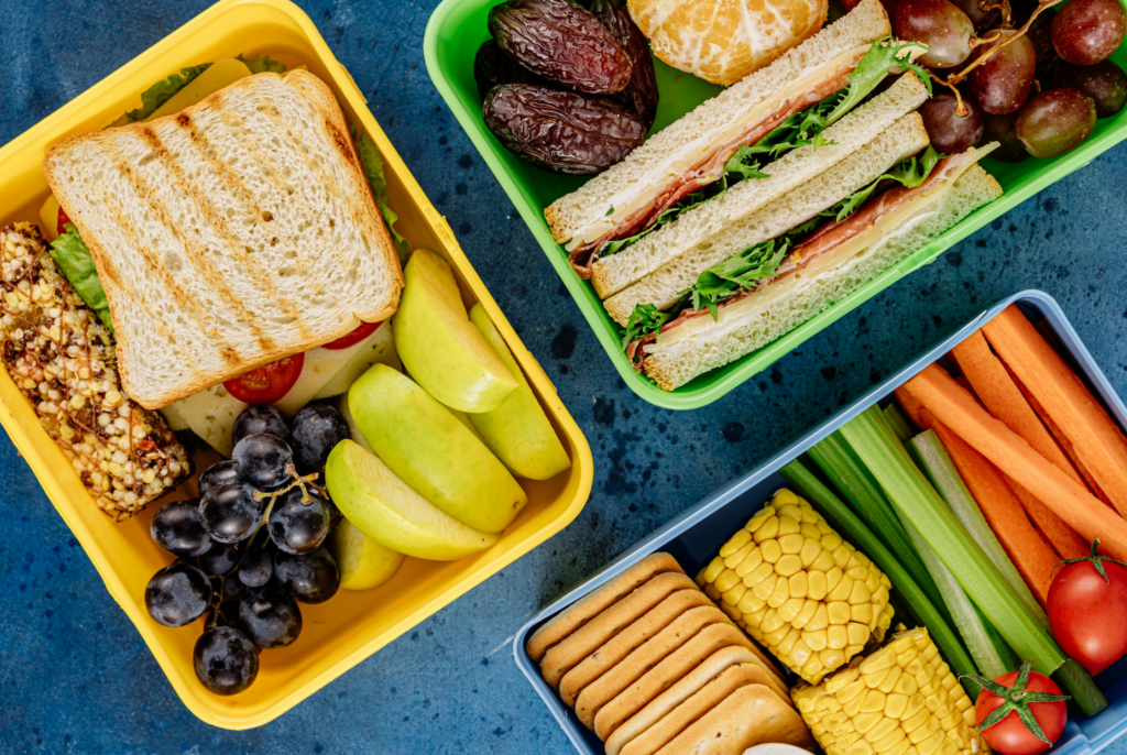 top down view of bento lunches for summer for picky eaters